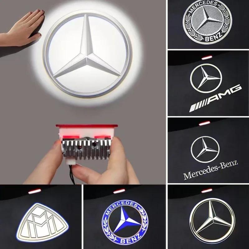 2P Car Door Lamp Projector Welcome Step Up Puddle Light For Mercedes Benz ML W166 GLE C167 B E A C Class W205 W176 W213 GLC X253 PC3