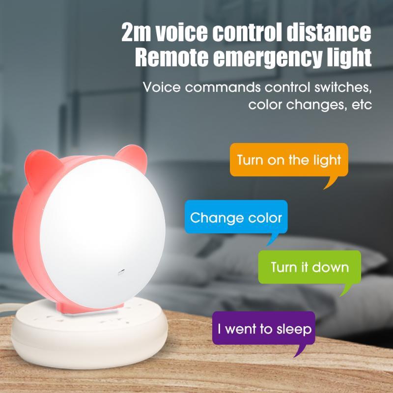 Lovely Cat USB Rechargeable Night Light Bedroom Bedside Night Lamp Voice Control Remote For Kids Baby Gift LM