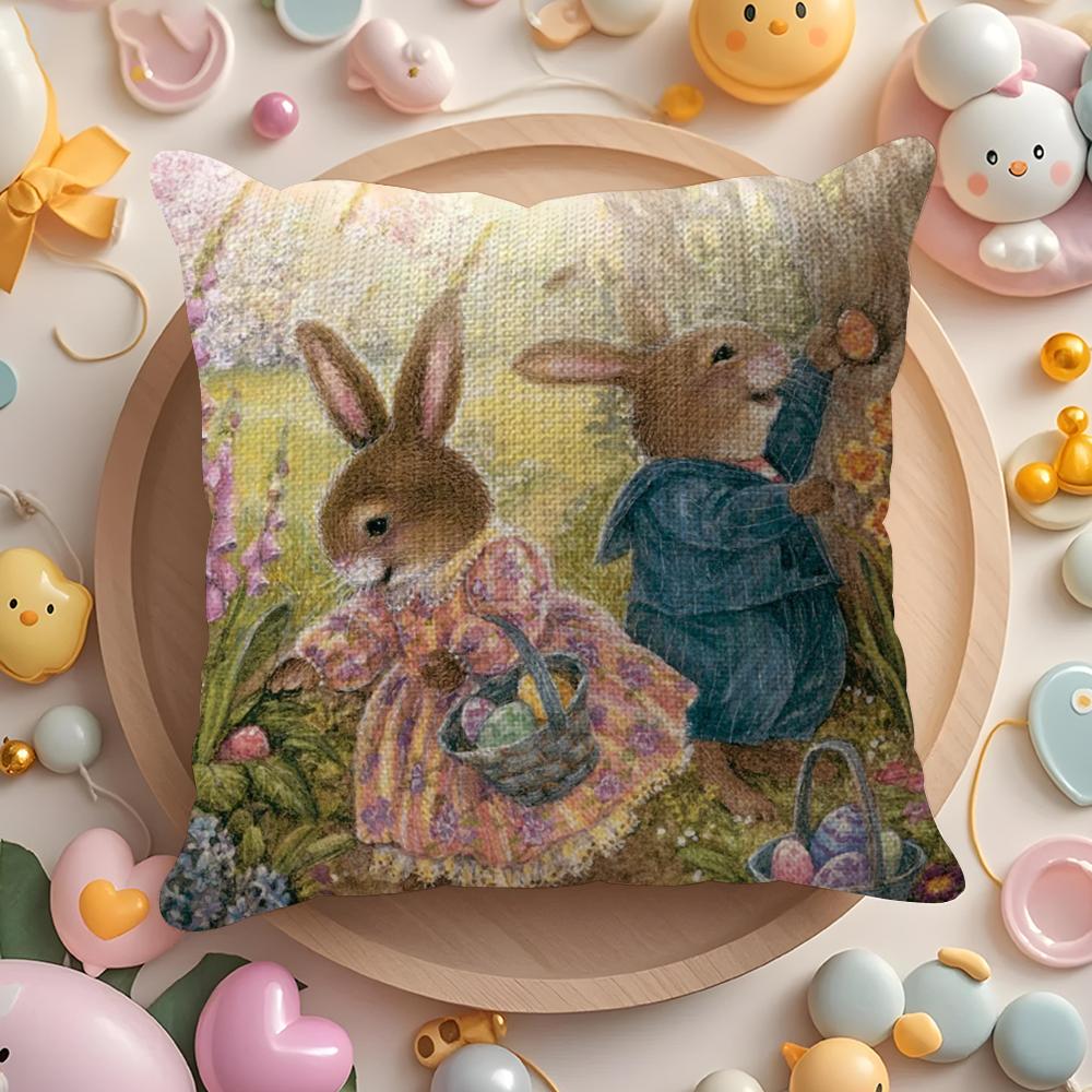 Cute Easter Bunny Decorations Pillow Case Sofa Living Room Bedroom Headboard Backrest Cushion Square Cushion