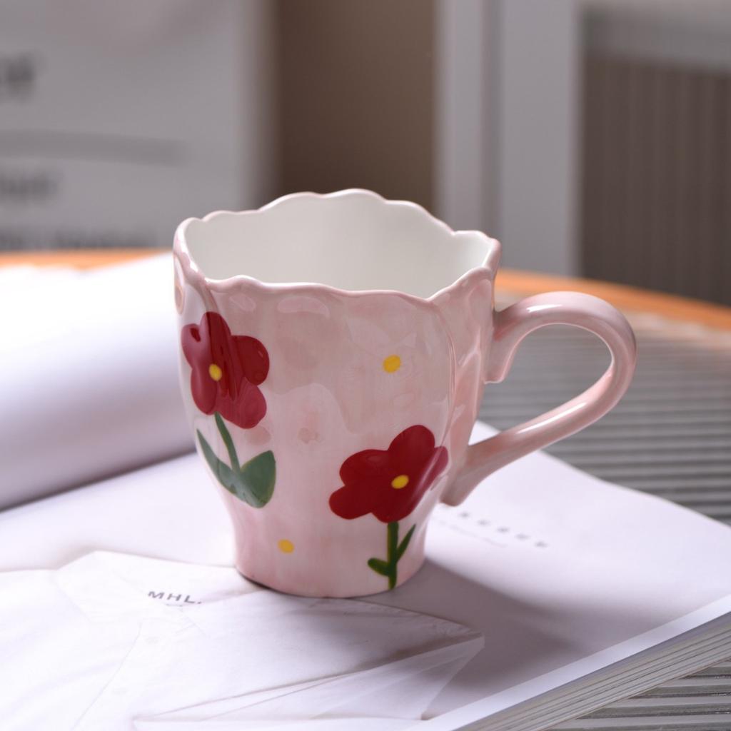 Cartoon Clouds Ceramic Cup Coffee Mug Children's Breakfast Hand-painted Irregular Flowers Mugs Coffee Cups Afternoon Tea Cup