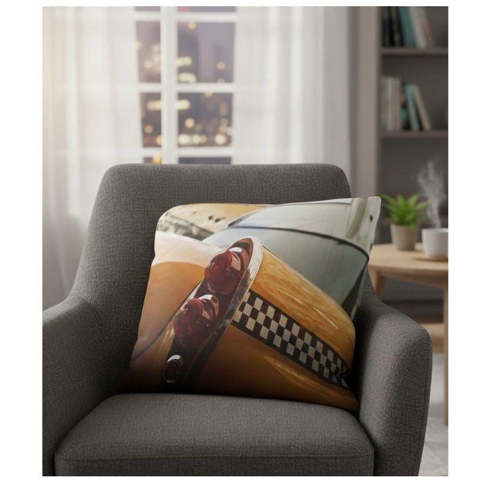 Cushion Cover - EDEN - New York Lighthouse - 40 X 40 Cm - 100% Cotton - Plain White Back - Zip Closure