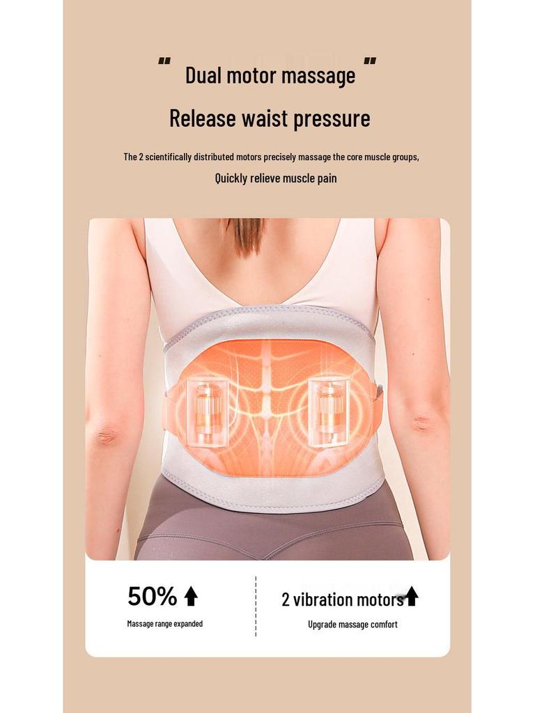 Rechargeable Heated Lumbar Massage Belt - Large Screen, Vibration, Warm Abdomen Support, Perfect Mother's Day Gift