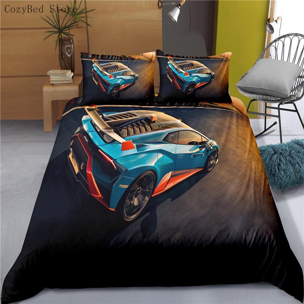 Racing Cars Bedding Set 3D Printed Duvet Cover Extreme Sports Home Decor Bedclothes For Adult Teen Boys Home Textiles