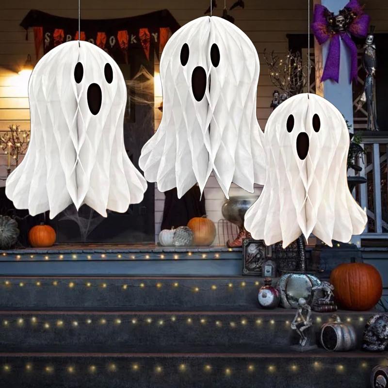 Halloween Ghost Hive DIY Hangings Atmosphere Props White Creative Design Paper Funny Handicrafts Hom Party Decoration Various Size