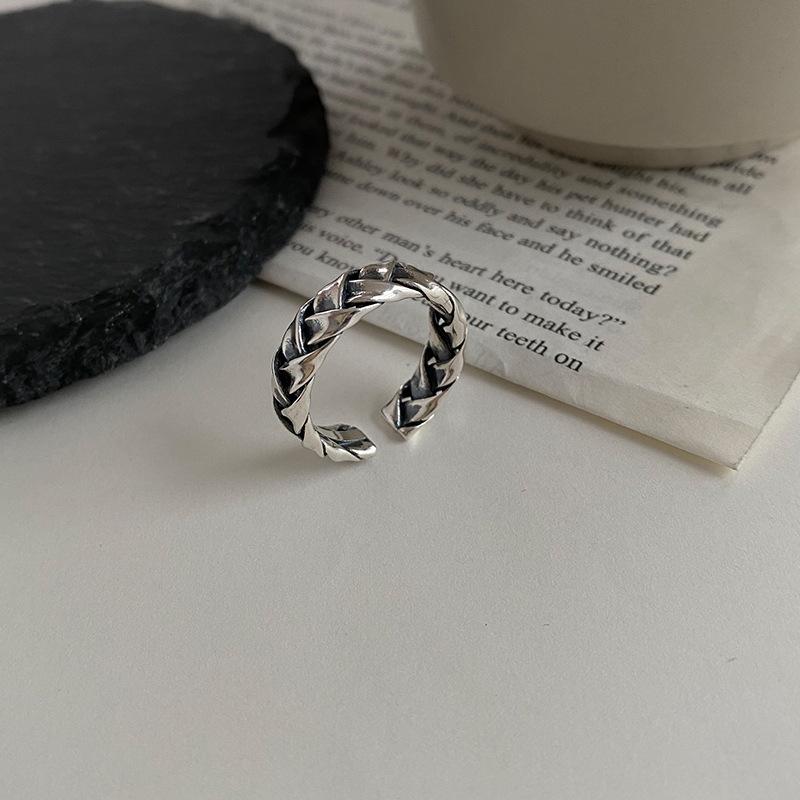 Korean Style Retro Star Twist Geometric Irregular Women's Open Ring