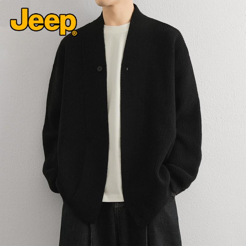 JEEP Men's V-Neck Knitted Cardigan Sweater