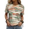 Ladies' Casual Abstract Art Style Contrasting Striped T-shirt