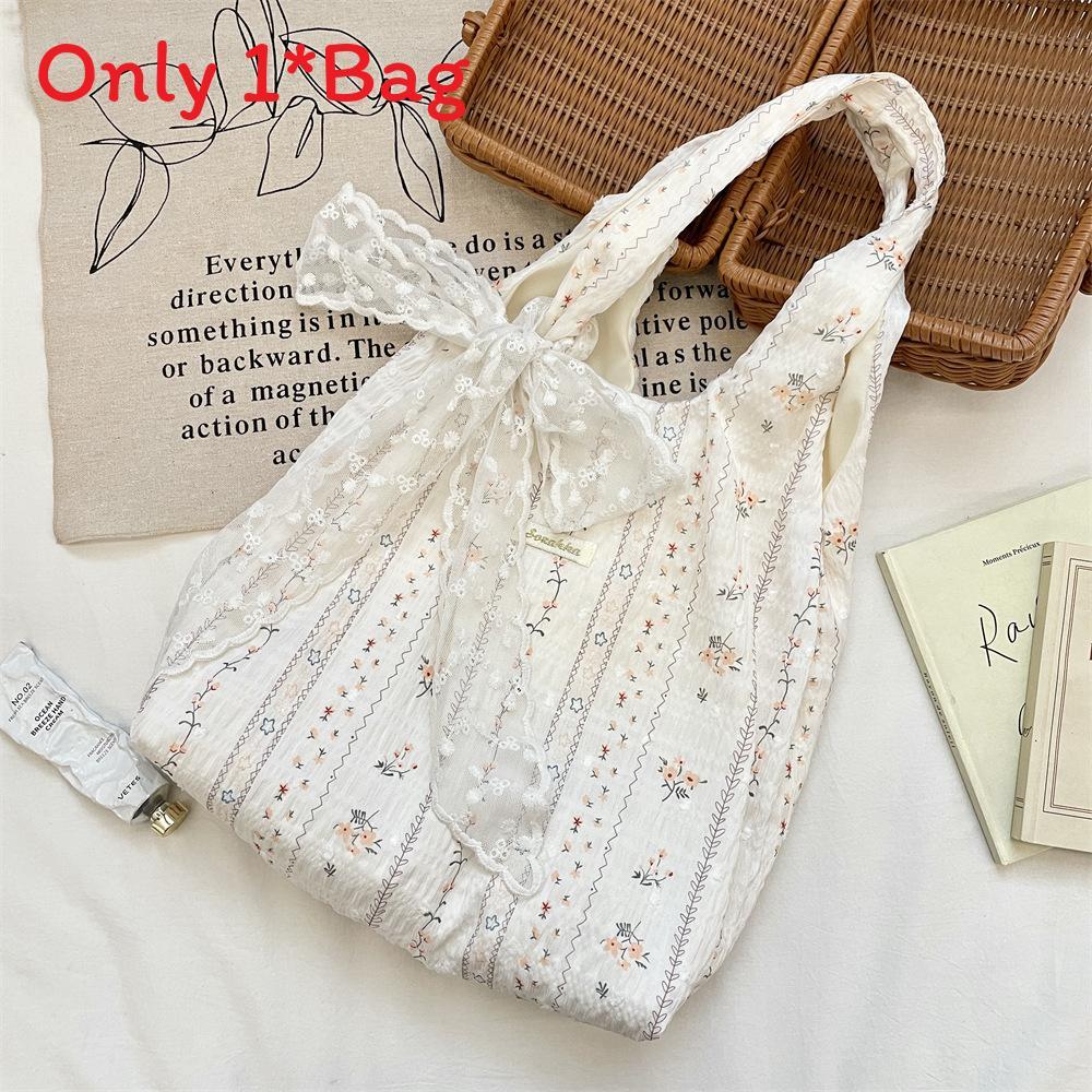Floral Pattern Tote Bag With Soft Polyester Material For Daily Casual Use