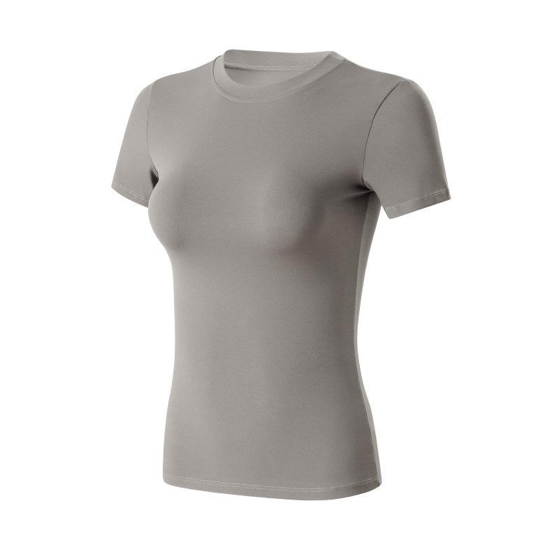 Women's Slimming Short Sleeve Yoga & Running T-Shirt - Breathable, Round Neck Fitness Top for Pilates & Outdoor Activities