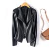 Women's Plus Size Slimming Leather Motorcycle Jacket with Lapel, Multi-color