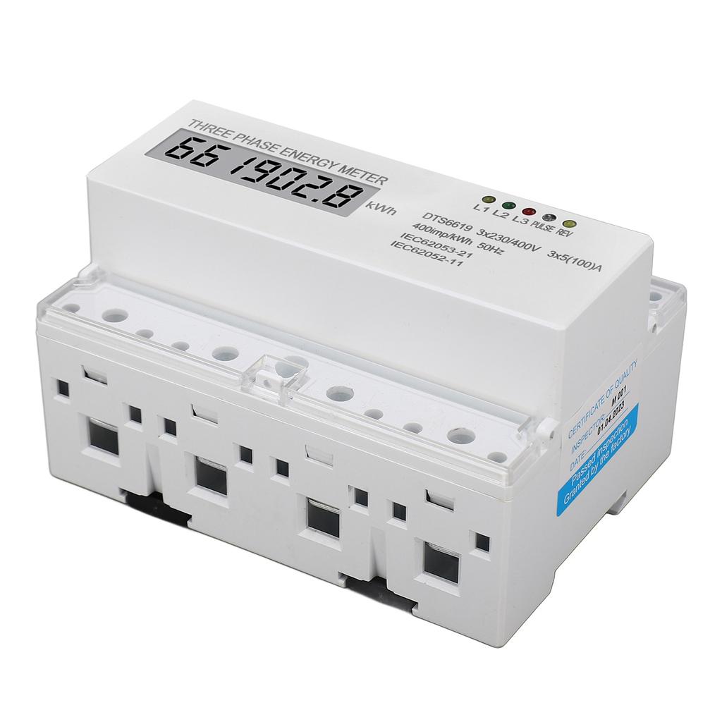 3-Phasen-Energiezähler DIN-Schienenmontage Stromverbrauchsmonitor LCD-Stromzähler 230 V 400 V 5 bis 10