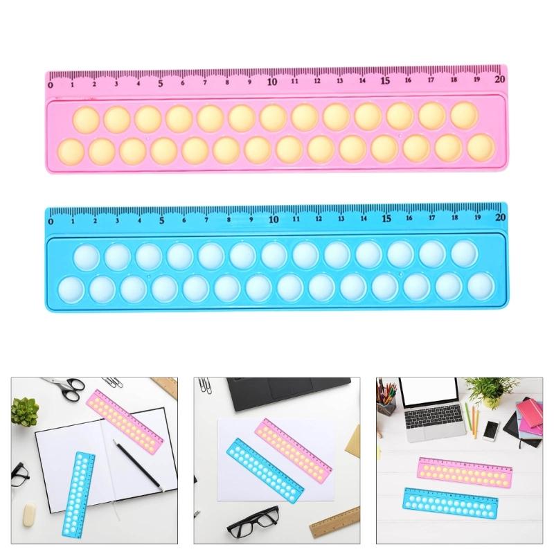 2Pieces Multifunction Ruler Novelty Drawing Ruler Measuring Tool Decompression Toy Ruler for Students Office Workers