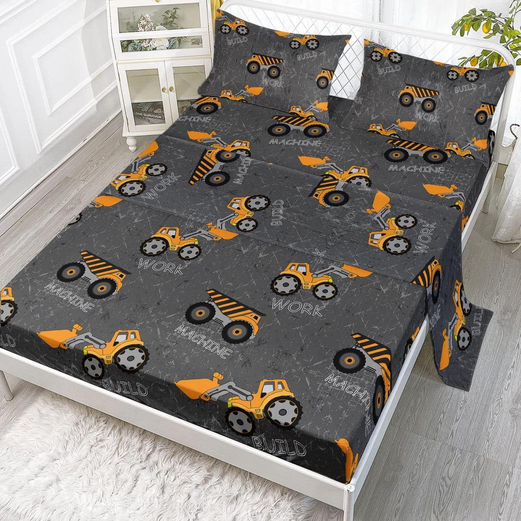 Cartoon Animal Little Dinosaur Pattern Bed Hat Four-Piece Bedding Set Bedroom Dormitory Bedding Decoration