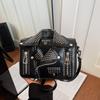 Street Style Pu Small Square Bag With Metal Studs For Daily Use