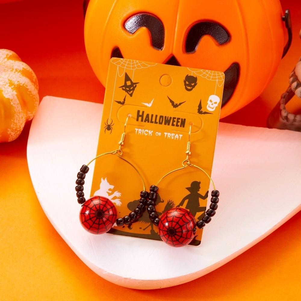 Beads Halloween Earrings Circle Ghost Dangle Earrings Creative Pumpkin Hoop Earrings Hipster