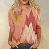 Women's Fashion Casual Round Neck Three-quarter Sleeve Gradient Print T-shirt Top