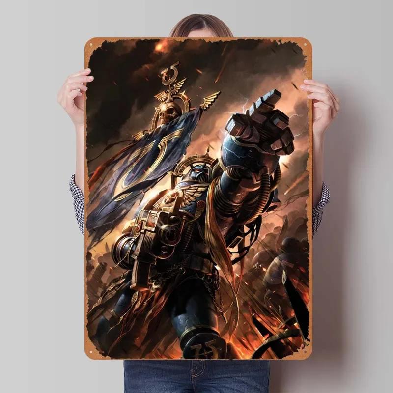 W-Warhammers Metallschild Anpassbare Spieleposter Vintage Heimdekoartikel Retro Blechschild für Gamerzimmer-Dekoration Wand