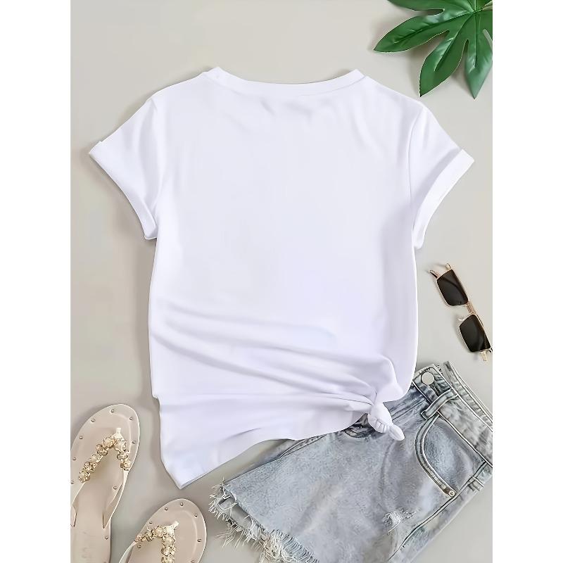 Europäische Größe Frühling und Sommer Lässiges Kurzarm-T-Shirt, Damen