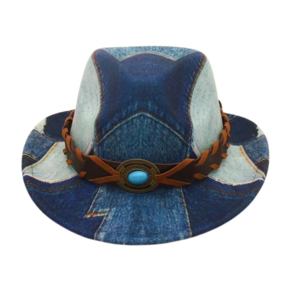 Holiday Ethnic Style Children'S Skeleton Niche Retro Western Denim Splicing Top Hat Premium American Jazz Hat