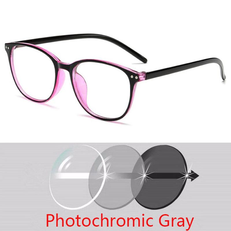 Rivets Finished Myopia Glasses Change Color Photochromic Eyewear Women Men Prescription 0 -0.5 -1.0 -1.5 -2.0 -2.5 -3.0 To -6.0