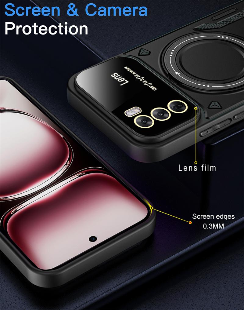 For OPPO Reno 12 Pro 5G Case Shockproof Armor Magnetic Phone Cases for Reno 12Pro Reno12 Pro 5G Stand Holder Ring Back Cover