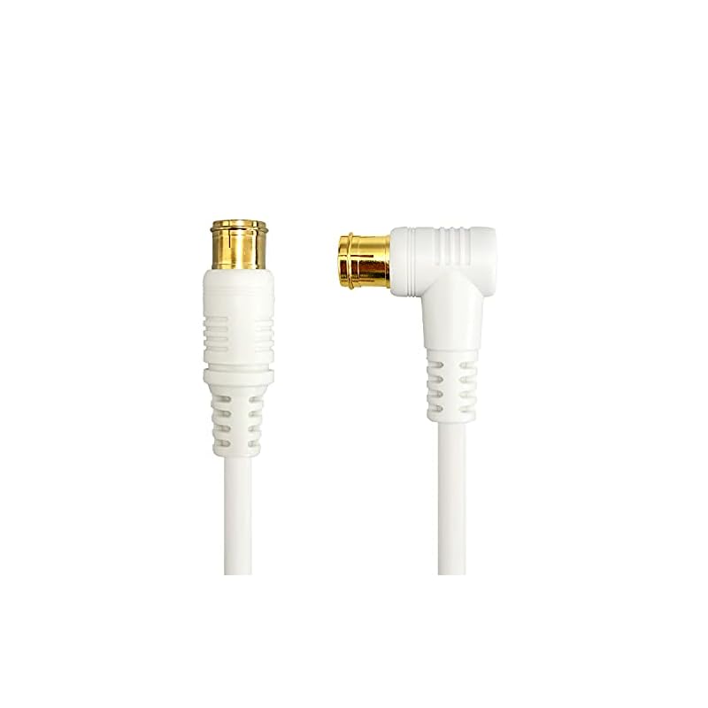 4K/8K compatible antenna cable, 10m, white, S4CFBAL 4C coaxial cable, L-shaped plug (plug-in type) - straight plug (plug-in type), FNT-4CZ-100WSL, for
