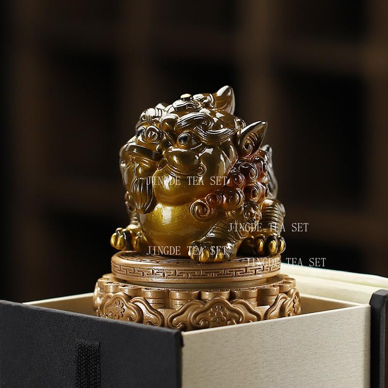 Resin Discoloration Upon Contact with Water Lucky Pixiu Tea Pet Creative Boutique Living Room Tea Table Decoration