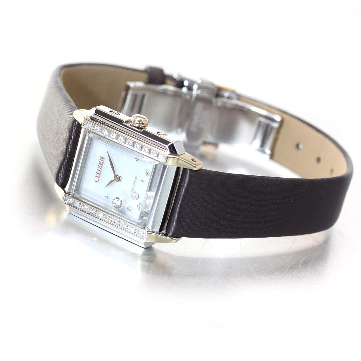 

[Citizen] Watch Citizen EL Eco Drive Diamond Square Case White Pearl Dial EG7068-16D Women s Brown