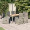 Vidaxl 7-Cz. Gartenmöbel-Set mit Kissen, Grau, PE-Rattan