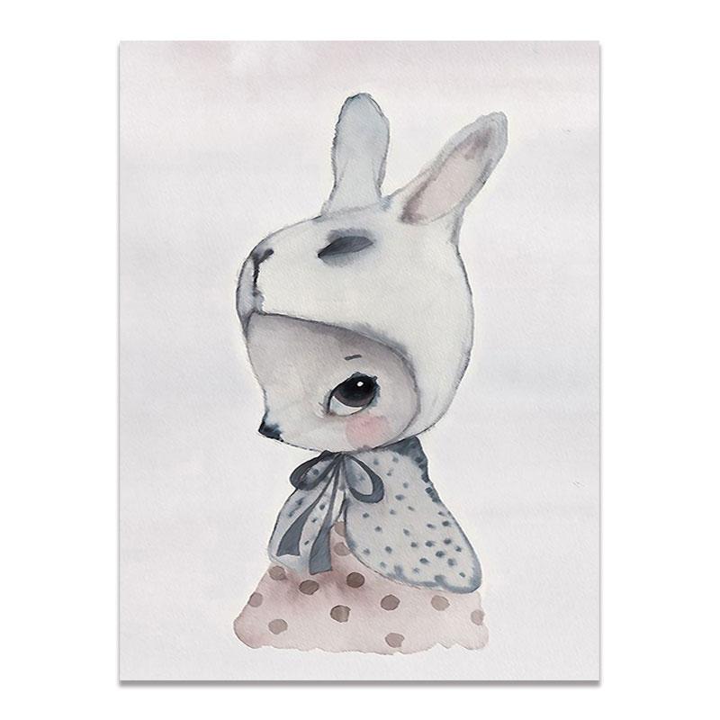 Moderne Nordic Kaninchen Mädchen Engel Wand Kunst Cartoon Leinwand Malerei Spray Farbe Kunst Poster Kinder Baby Kinderzimmer Wandmalereien