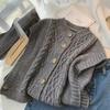 Autumn Winter O Neck Women Twist Sleeveless Cardigan Sweater Vest Korean Style Knitted Casual Short Tank Tops Fashion Elegant Clothing