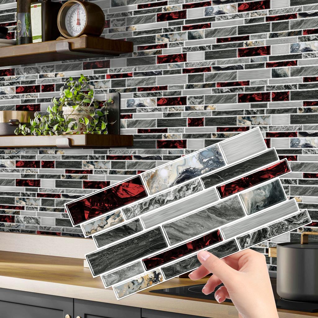 12/24/48pcs Peel And Stick Tile Sticker Self Adhesive Stick On Tile Backsplash For Kitchen Bathroom, Bedroom Decoration