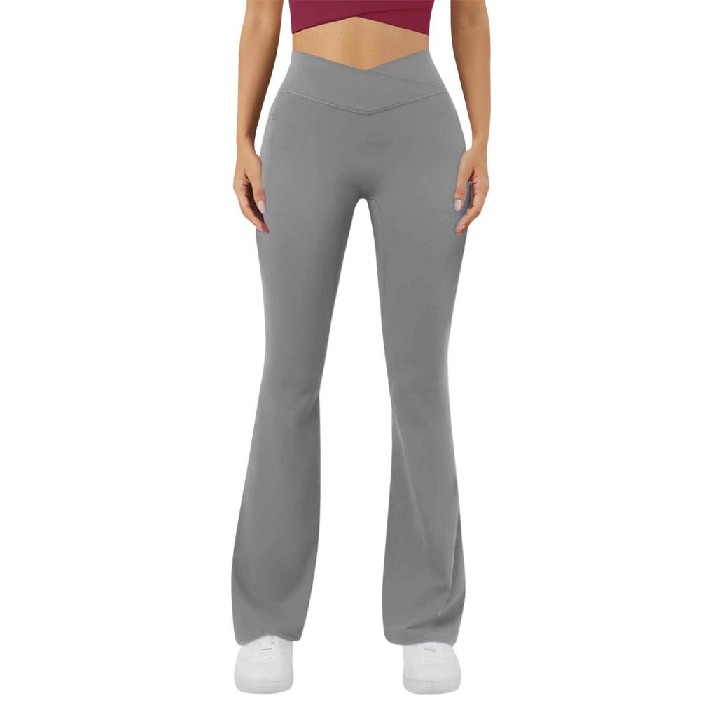 Pantaloni de Yoga Sexy la Modă pentru Femei Talie Înaltă Cruce Picior Larg Culoare Pantaloni de Yoga pentru Exerciții