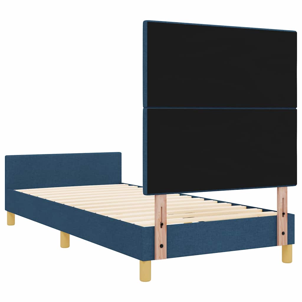 Blue Upholstered Bed Frame with Headboard 80 x 200 cm Fabric