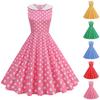 Vintage Sleeveless Polka Dot Dress with Doll Collar Retro Style Fit and Flare Mid-Length Dress for Women Classic 1950s Inspired Fashion