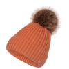 Gorro de Punto de Hilo Retorcido de Terciopelo Europeo y Americano con Pompón de Piel Sintética de Mapache - Estilo Versátil para Padres e Hijos