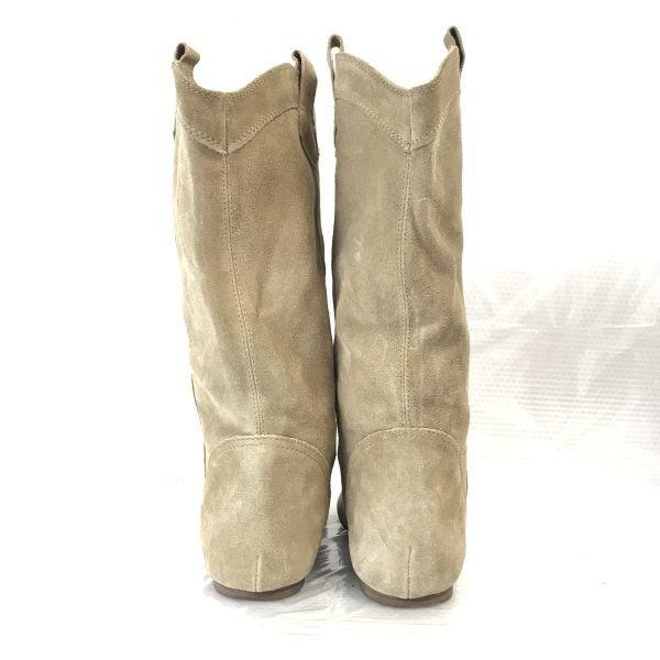 Made in Italy Suede Leather Western Pecos Boots Women’s 36 Beige Fabio Rusconi Style(USED)