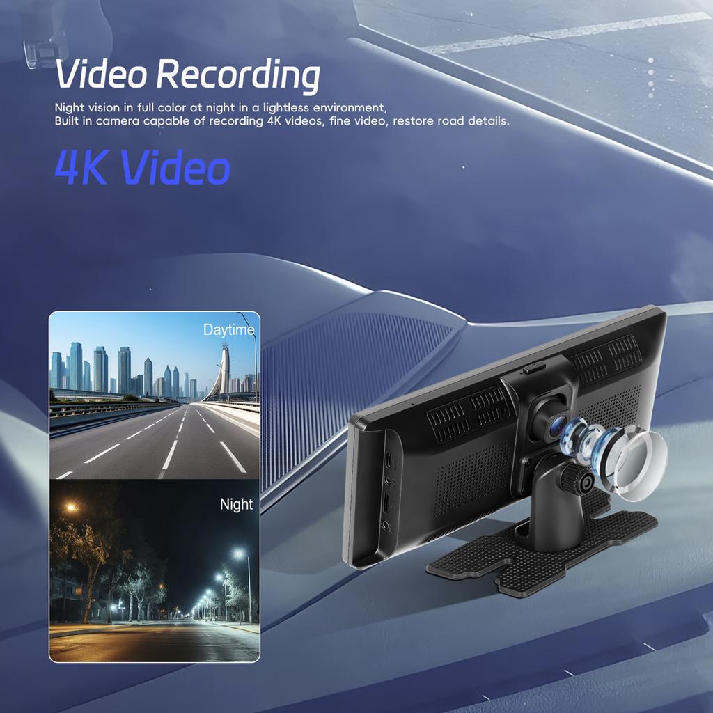 10.26" Portable Bluetooth Car Navigation Carplay Wireless Car Radio AHD Camera