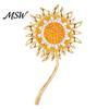 Golden Flower Brooch Rhinestone Sunflower Pin for Women, Lapel Suit Strong Buckle Dress Scarf Hat Bag Decoration, Clothing Accessory Gift Girls