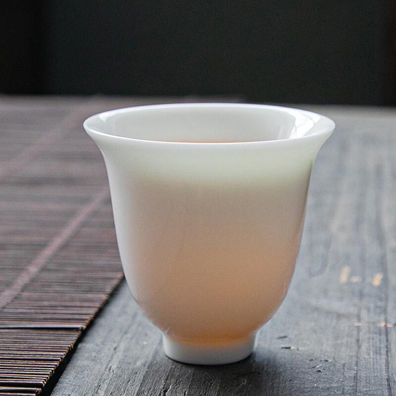 Tuopai Bright Gloss Mutton-fat Jade Ceramic Teacup Set