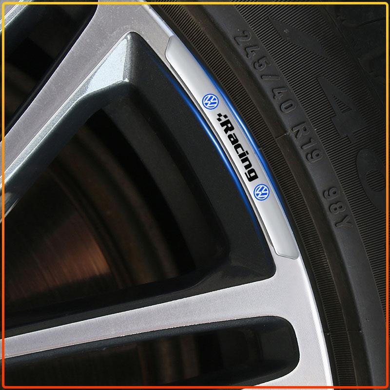 4Pcs Car Badge Emblem Wheel Hub Rims Decor 3D Stickers Aluminum For Volkswagen Golf-5 6 7 MK6 Jetta Lavida Polo Tiguan Passat B5 B6 B7