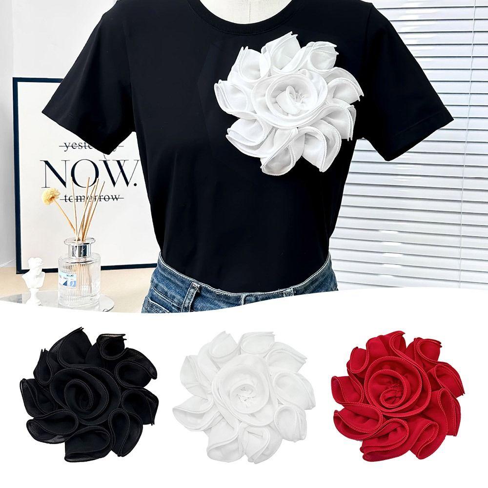 

Большой цветок плиссированная роза цветок нашивка ручная работа швейная аппликация новый нагрудный цветок