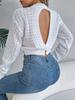 Autumn Winter Sexy Low Back Button Hollow Long Sleeve Turtleneck Sweater Women's Clothing