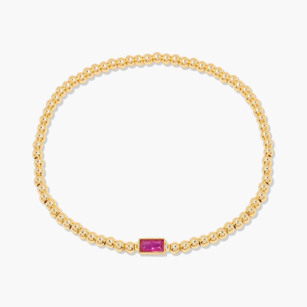 Elegant 18K Gold Plated Stainless Steel Bracelet with Colorful Rectangular Stones, Fashion Jewelry for Women