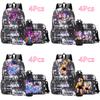 4Pcs/set Anime Cute KPop Printed Backpack with 750Ml Water Bottler for Teenager Student Girl Boy Bookbag Kid Gift Large Capacity Waterproof Travel Bag
