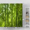 Forest Landscape Shower Curtain Sunshine Waterfall Green Bamboo Mist Jungle Autumn Scenery Bathroom Curtains Bathtub Decor Hooks