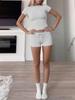 European & American Women's Slim Fit Short-Sleeve Round Neck T-Shirt Casual Set for Hot Girls