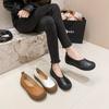 Foreign Trade Shallow Mouth Single Shoes 2025 Autumn Thick-soled One-pedal Large-size Lazy Single Shoes Women's Retro Round Head Single Shoes