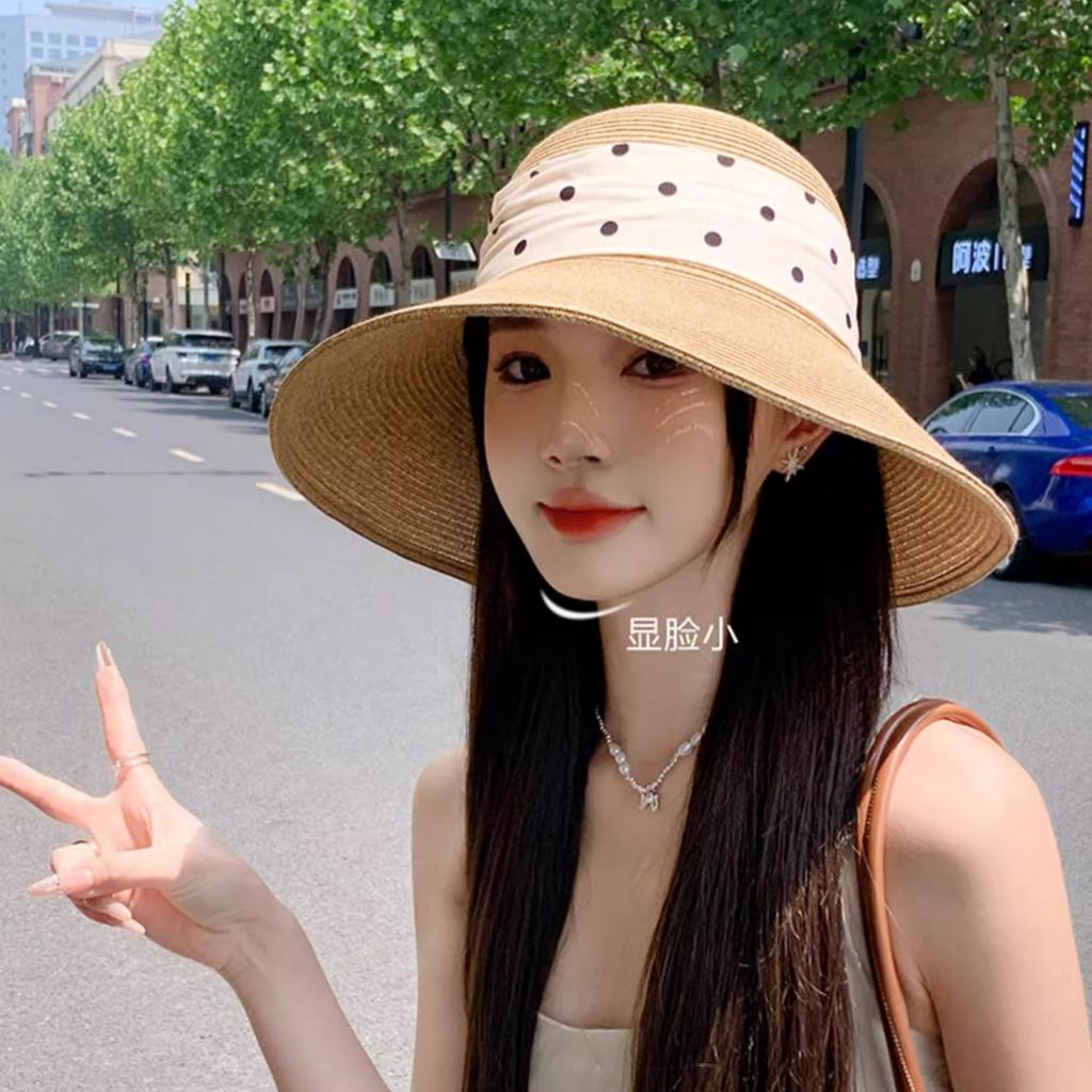 French Hepburn Style Straw Hat Light Luxury Fashion Seaside Beach Sunscreen Hat Summer Large Brim Sunshade Sun Hat