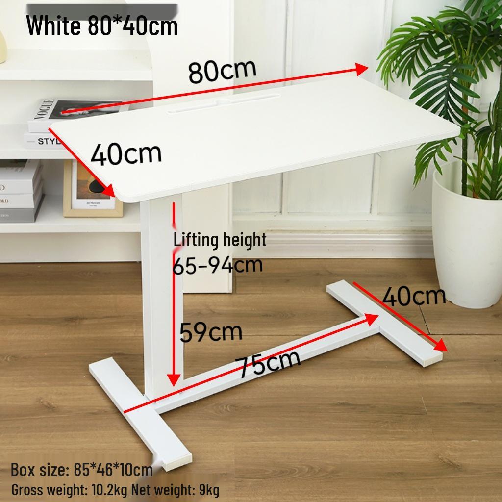 Adjustable Double-Sided Folding Bedside Table with Pneumatic Lift for Sofa or Office Use